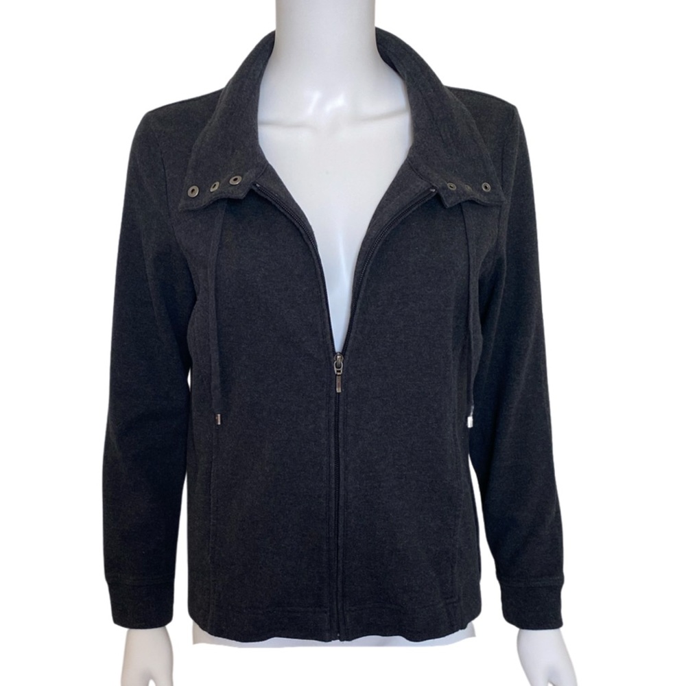 Petite Gray Zip Up Sweatshirt